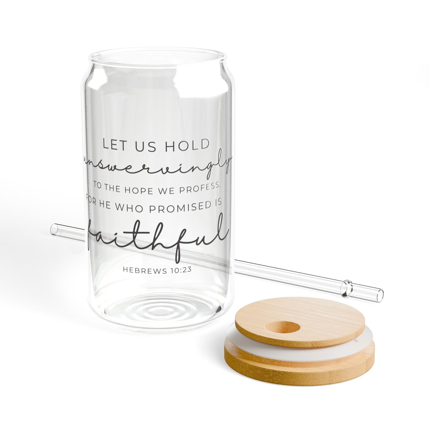 Hebrews 10:23 16oz Glass Can