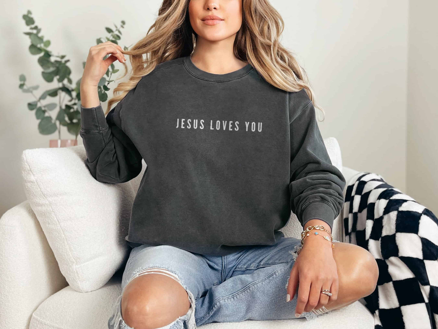 Jesus Loves You Premium Crewneck